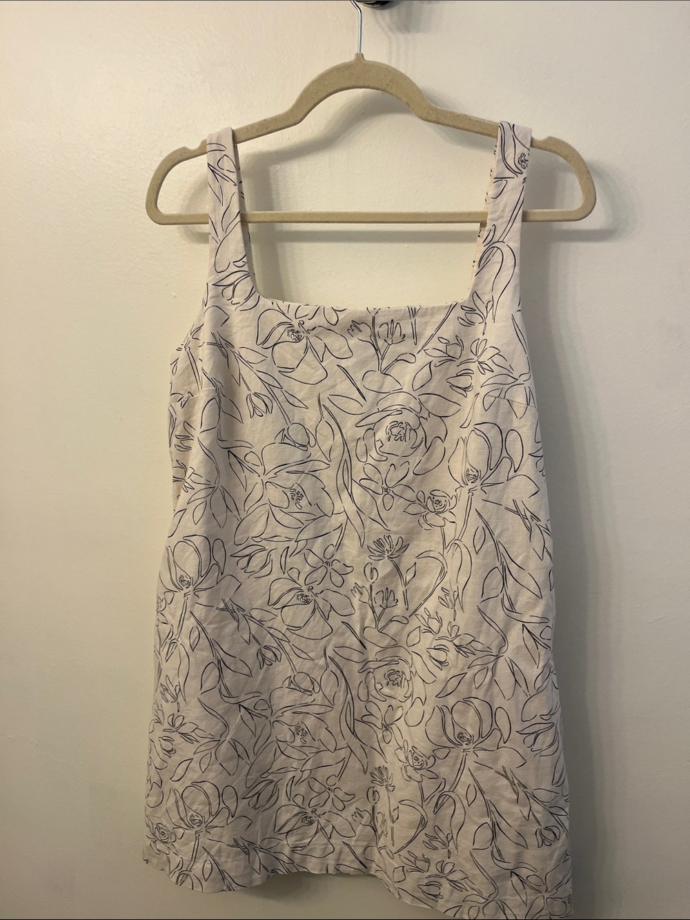 Natural Fiber Abstract Floral Casual Dress
